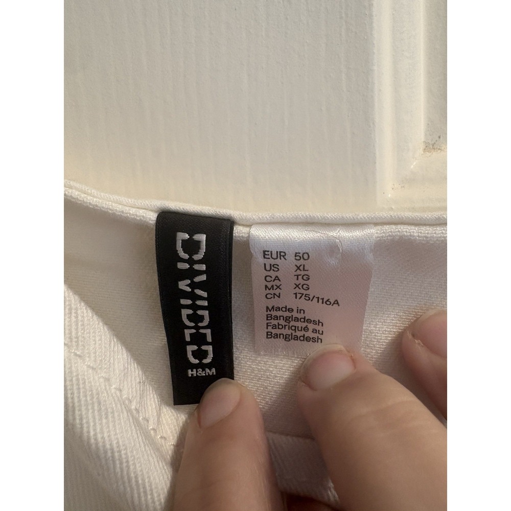 H&M Divided White Denim Mini Dress Size XL Spaghetti Strap - Picture 3 of 6